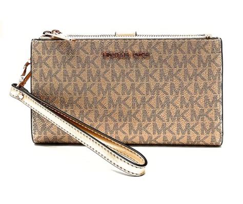 michael kors boxed metallic signature double zip wristlet|Michael Kors small zip wallet.